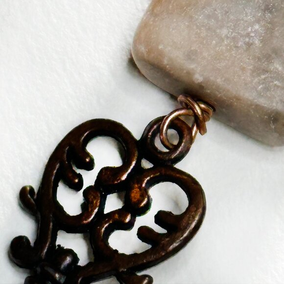 NEW - Handmade - Stone, Crystal & Brass Drop Earrings - Picture 5 of 7